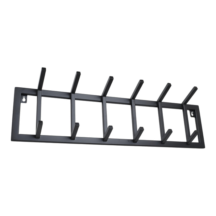 LOFT42 Kapstok Jaimy Single - Zwart – 6 dubbele haken - 80x24x12