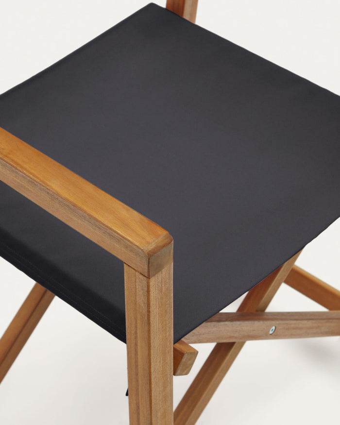 Kave Home - Thianna opvouwbare tuinstoel in zwart met massief