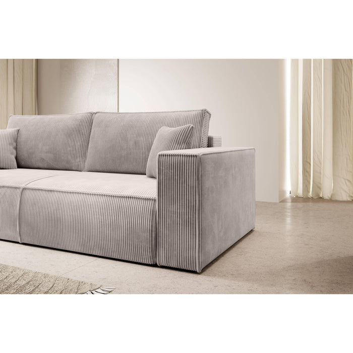 NADUVI Collection Galine 3-zitsbank met Slaapfunctie - Ribstof - Crème