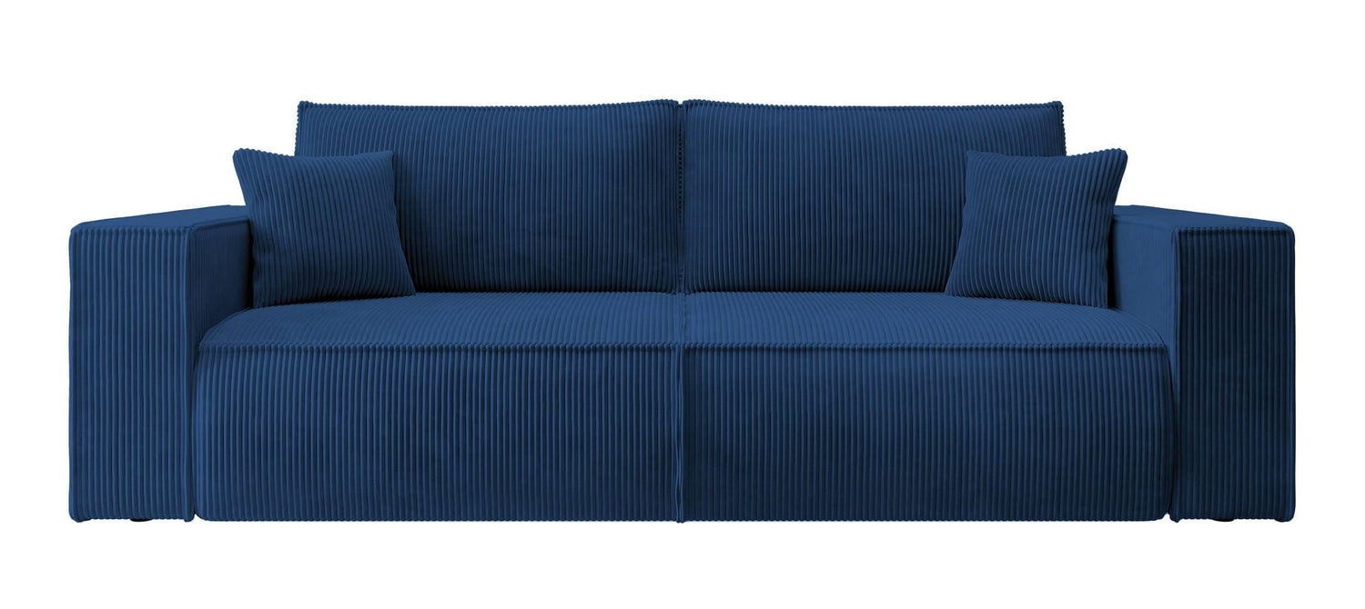 NADUVI Collection Galine 3-zitsbank met Slaapfunctie - Ribstof - Donkerblauw