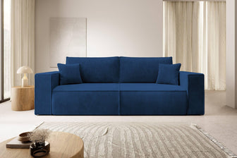 NADUVI Collection Galine 3-zitsbank met Slaapfunctie - Ribstof - Donkerblauw