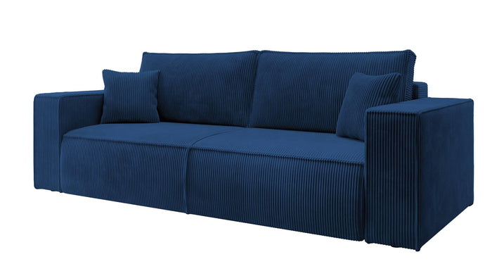 NADUVI Collection Galine 3-zitsbank met Slaapfunctie - Ribstof - Donkerblauw