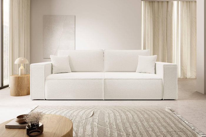 NADUVI Collection Galine 3-zitsbank met Slaapfunctie - Bouclé - Wit
