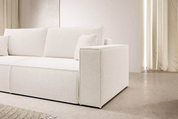 NADUVI Collection Galine 3-zitsbank met Slaapfunctie - Bouclé - Wit