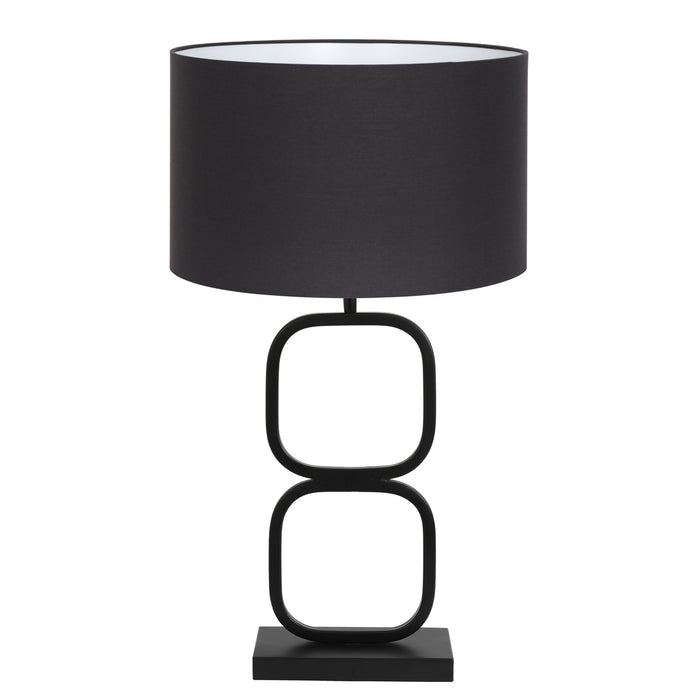 Light & Living Lutika tafellamp zwarte voet met zwart|gouden kap