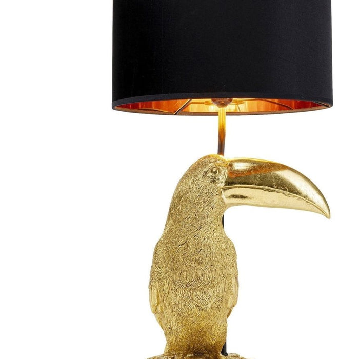 Kare Design Toucan Tafellamp - Zwarte Lampenkap - Goud
