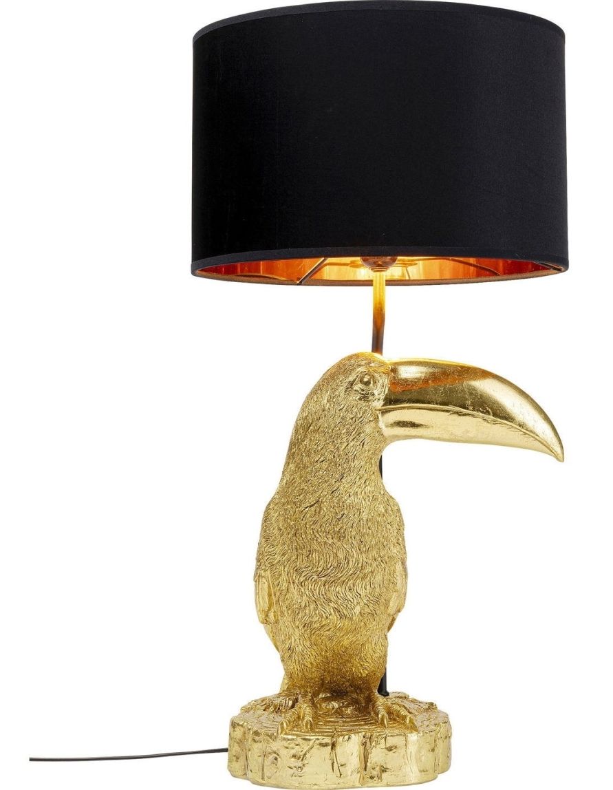 Kare Design Toucan Tafellamp - Zwarte Lampenkap - Goud