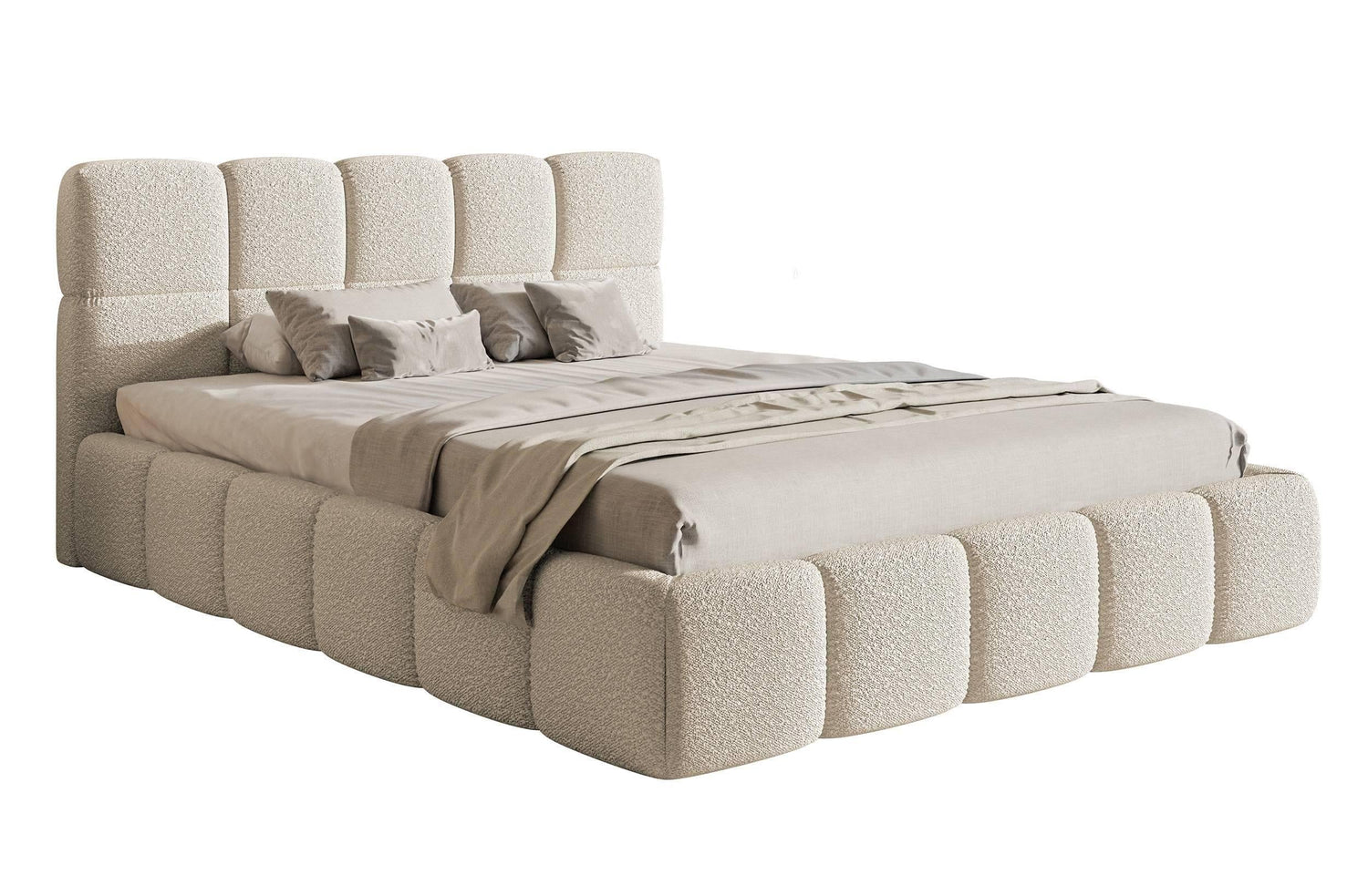 NADUVI Collection Chloe Bedframe 140 x 200 cm - Bouclé - Lichtbeige