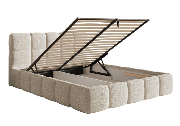 NADUVI Collection Chloe Bedframe 180 x 200 cm - met Opbergvak - Bouclé - Lichtbeige