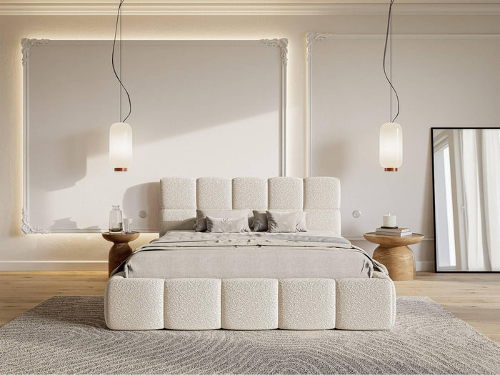 NADUVI Collection Chloe Bedframe 180 x 200 cm - met Opbergvak - Bouclé - Lichtbeige