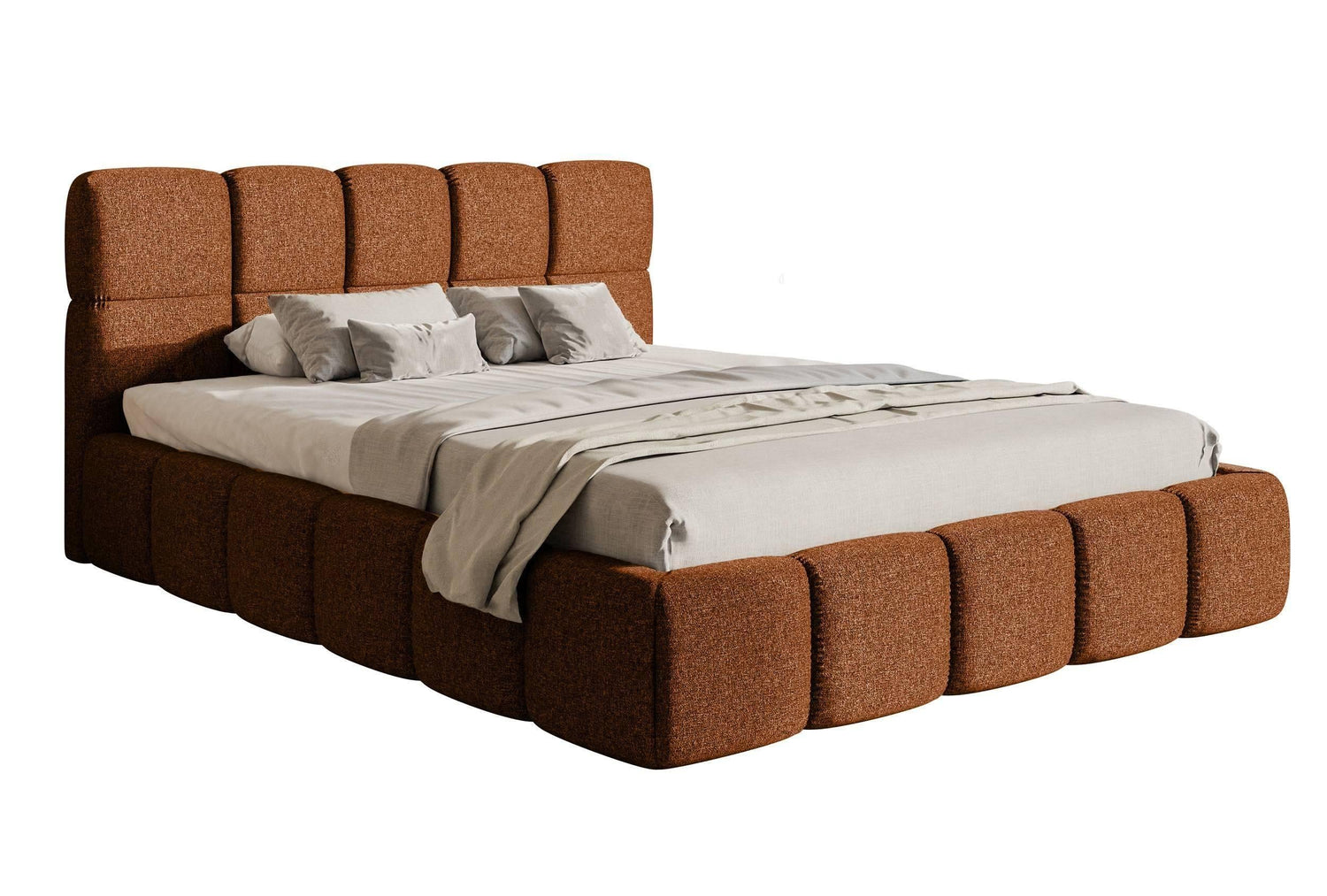 NADUVI Collection Chloe Bedframe 160 x 200 cm - Chenille - Koper