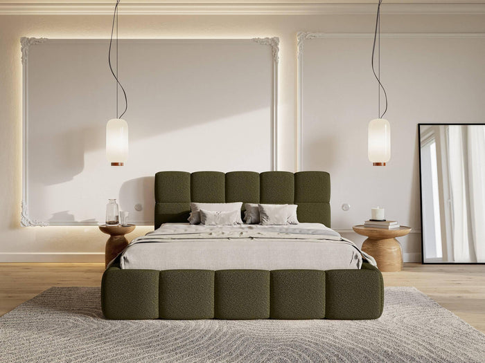 NADUVI Collection Chloe Bedframe 180 x 200 cm - Bouclé - Olijfgroen