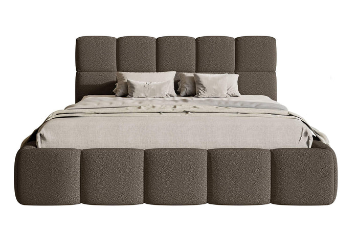 NADUVI Collection Chloe Bedframe 180 x 200 cm - met Opbergvak - Bouclé - Donkerbruin
