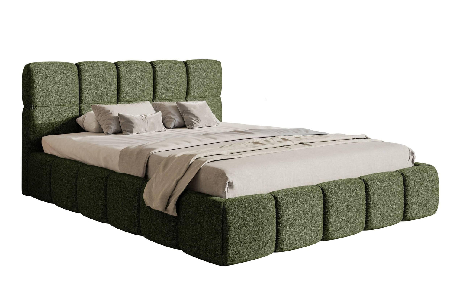 NADUVI Collection Chloe Bedframe 160 x 200 cm - Chenille - Olijfgroen