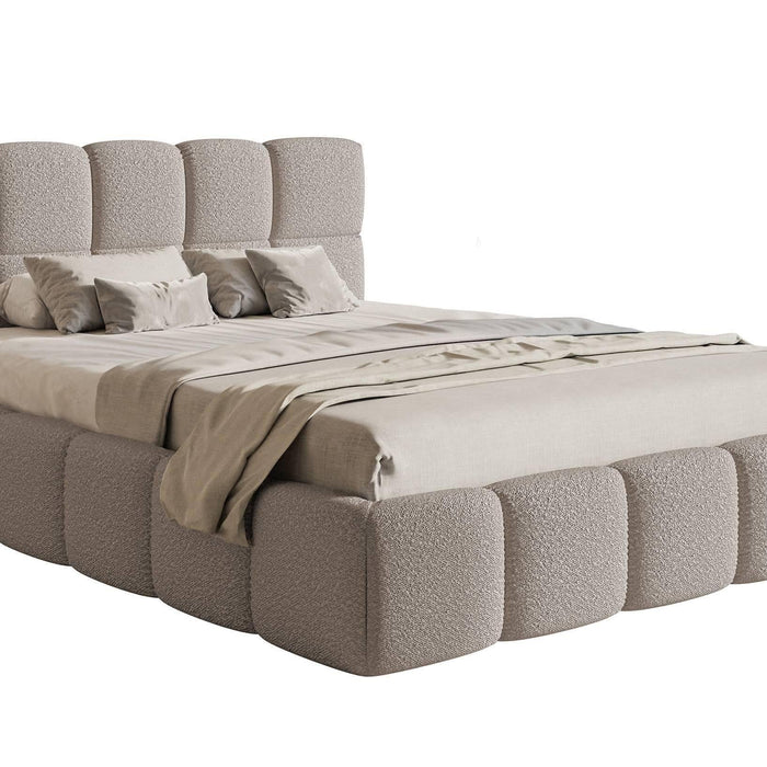 NADUVI Collection Chloe Bedframe 140 x 200 cm - met Opbergvak - Bouclé - Taupe