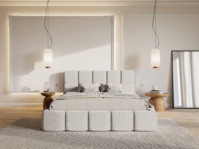 NADUVI Collection Chloe Bedframe 140 x 200 cm - Chenille - Lichtgrijs