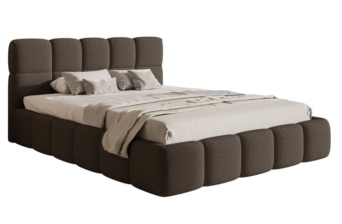 NADUVI Collection Chloe Bedframe 160 x 200 cm - met Opbergvak - Bouclé - Donkerbruin