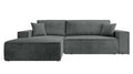 NADUVI Collection Galine Hoekbank met Hoekbank met Chaise Longue Links met Slaapfunctie - Ribstof - Donkergrijs