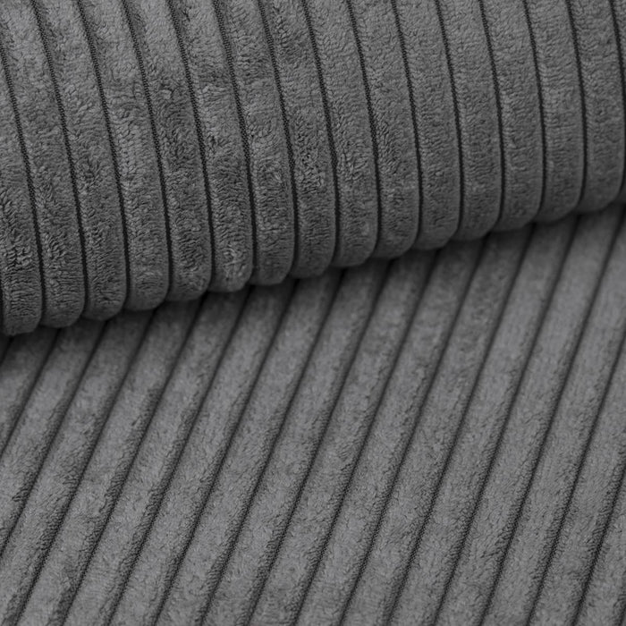 NADUVI Collection Galine Hoekbank met Hoekbank met Chaise Longue Links met Slaapfunctie - Ribstof - Donkergrijs