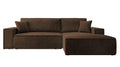 NADUVI Collection Galine Hoekbank met Chaise Longue Rechts met Slaapfunctie - Ribstof - Bruin