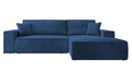 NADUVI Collection Galine Hoekbank met Chaise Longue Rechts met Slaapfunctie - Ribstof - Donkerblauw