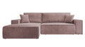 NADUVI Collection Galine Hoekbank met Chaise Longue Links met Slaapfunctie - Ribstof - Roze