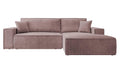 NADUVI Collection Galine Hoekbank met Chaise Longue Rechts met Slaapfunctie - Ribstof - Roze