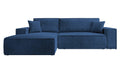 NADUVI Collection Galine Hoekbank met Chaise Longue Links met Slaapfunctie - Ribstof - Donkerblauw