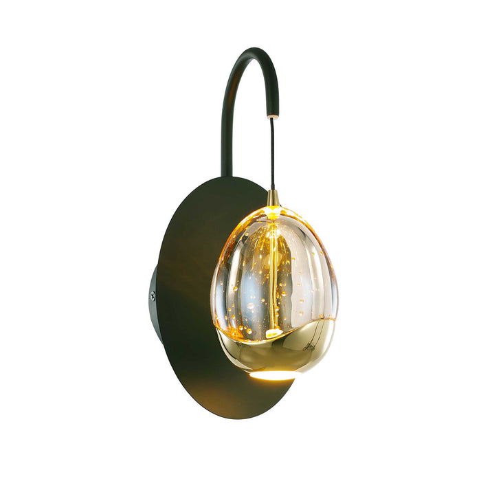 Highlight Wandlamp Golden Egg 1 Lichts Led  Amber - Zwart