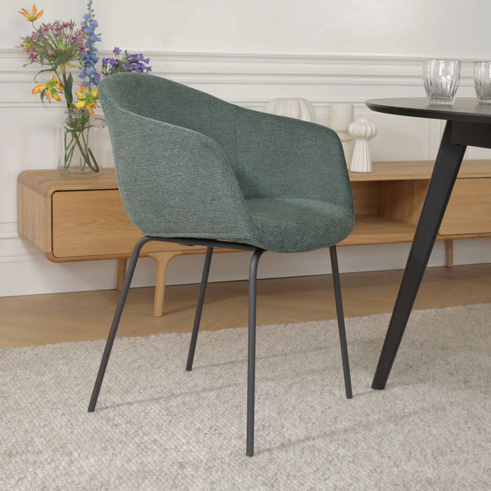 Nolon Nora-Otis Eetkamerstoel Donkergroen - met Armleuning - Zwart
