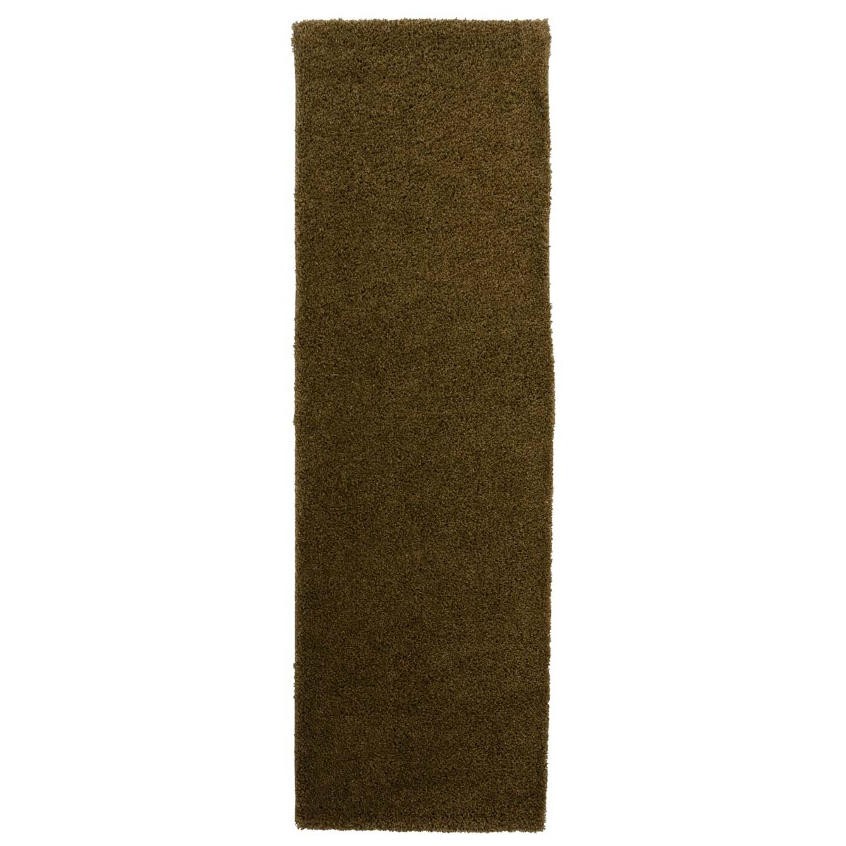Tapeso Hoogpolige loper shaggy Trend effen - olijfgroen - 80x250 cm