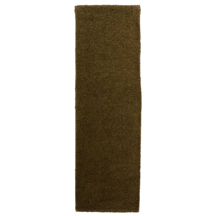 Tapeso Hoogpolige loper shaggy Trend effen - olijfgroen - 80x250 cm