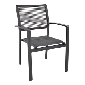 Vito dining tuinstoel | touw + textileen | stapelbaar | antraciet