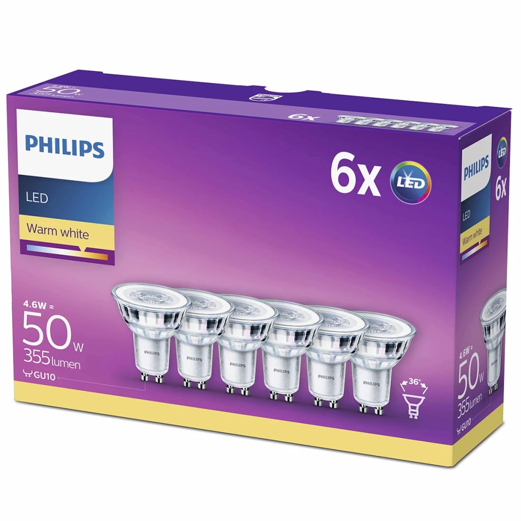 Philips LED-spotlight lampen Classic 4,6 W 355 lumen 6 st 929001215233