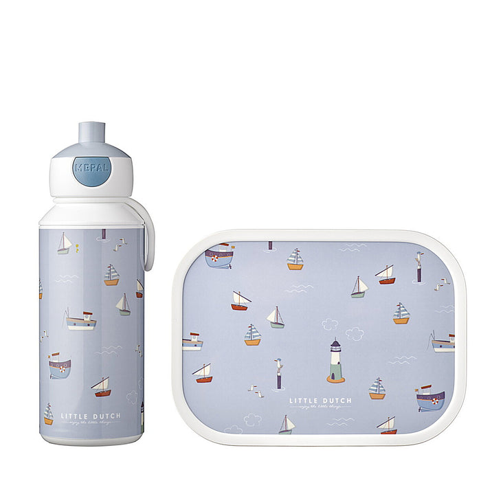 Lunchset Campus (pop-up fles en lunchbox) Little Dutch - Sailors bay
