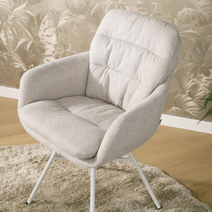 Nolon Noa-Mia Eetkamerstoel Beige - met Armleuning - Wit