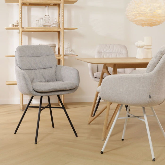 Nolon Noa-Mia Eetkamerstoel Grijs - met Armleuning - Wit