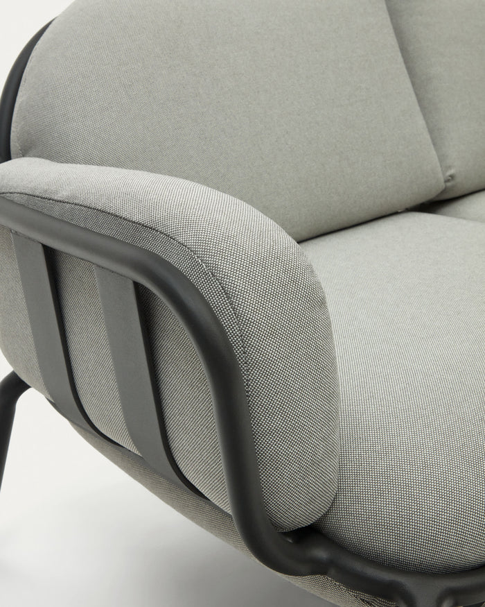 Kave Home - Joncols 2 zits buitenbank in aluminium met grijs gelakte