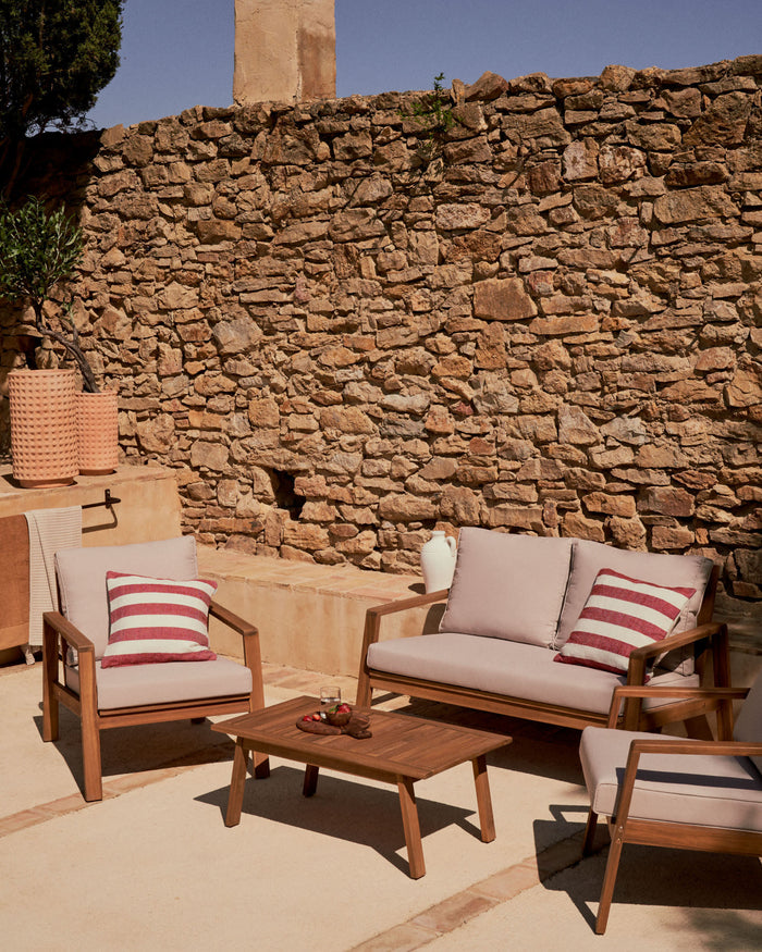 Kave Home - Set Frares van 2-zitsbank, 2 fauteuils en salontafel in