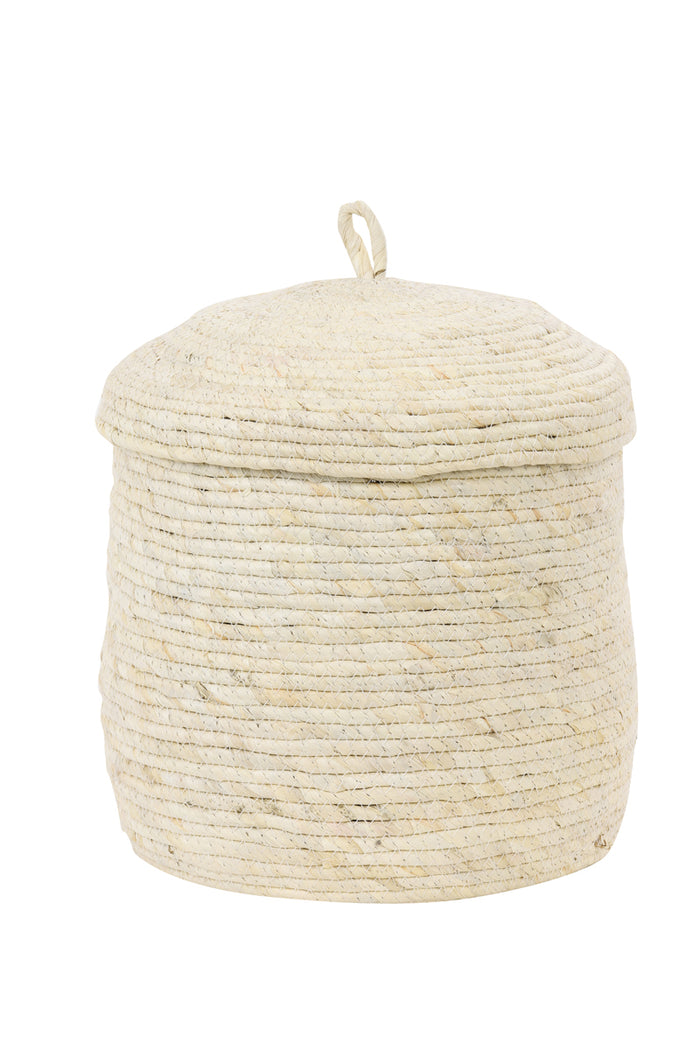 Light&living Mand S|3 met deksel max Ø36x42 cm MANGALA licht bruin