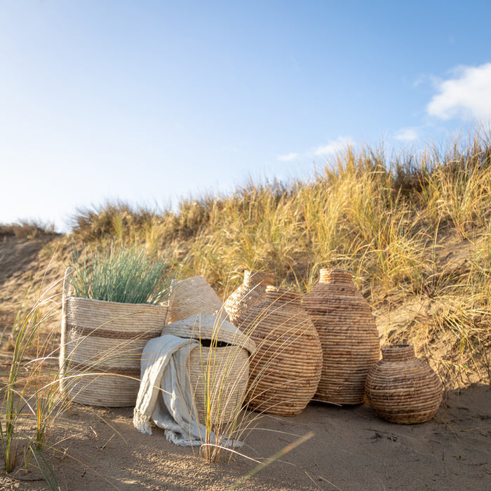 Light&living Mand S|3 met deksel max Ø36x42 cm MANGALA licht bruin