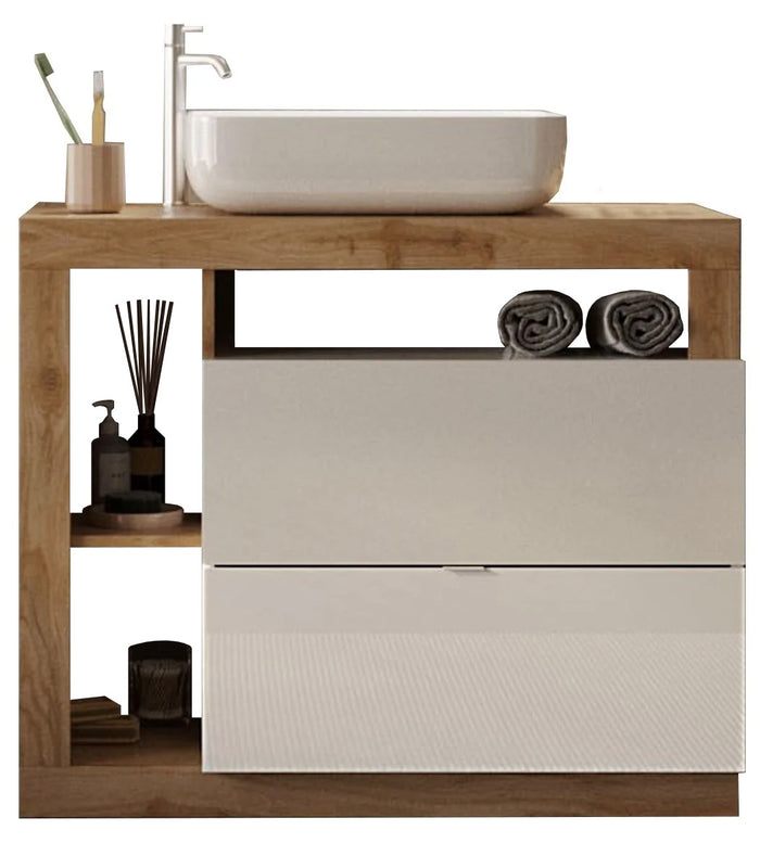 Benvenuto Design Hamburg 92 cm Eiken Staand Wastafel en Onderkast