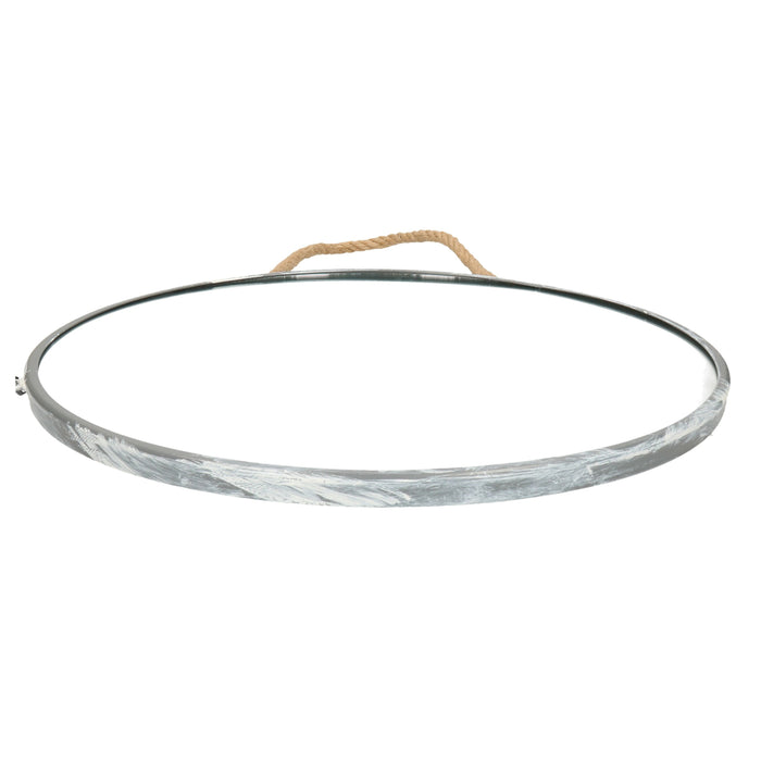 Atmosphera Wandspiegel rond - zilver - met riem - metaal - 38 cm