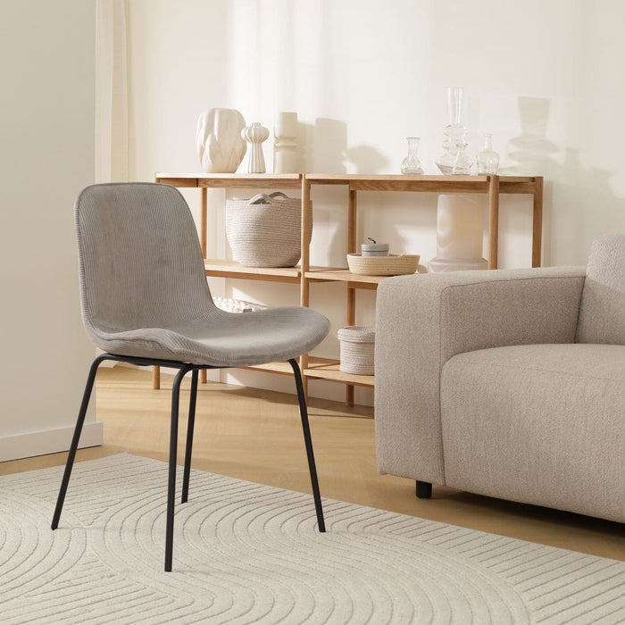Nolon Nora-Fé Eetkamerstoel Ribstof Warm Grijs - Stof - Zwarte Poten