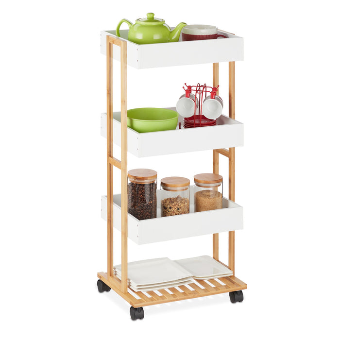 Keukentrolley | badkamerwagen 4 laags - Wit - L30 x B40,5 x H87 cm