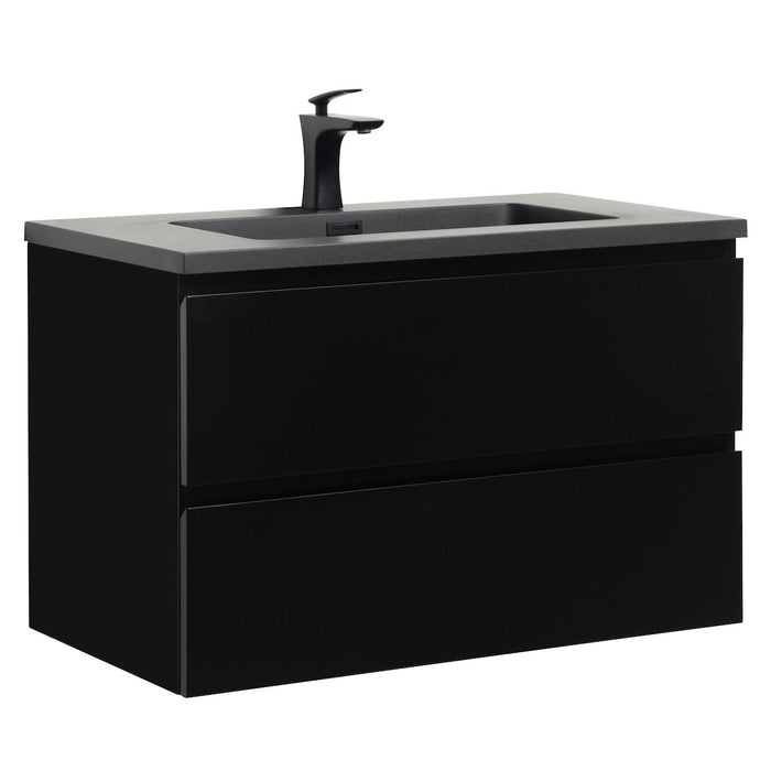 Badplaats Badkamermeubel Set Angela 80cm - Mat Zwart - Zwart