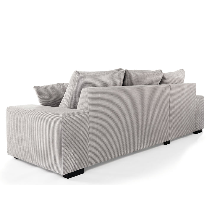 Vurna Sanya 3-zitsbank hoekbank links ribstof grijs