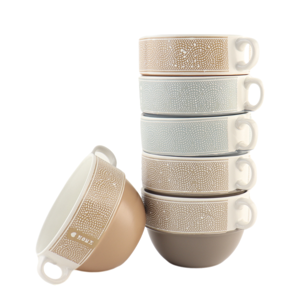 OTIX Soepkommen met Oor Set van 6 Stuks Soeptassen 500 ml Diverse k...