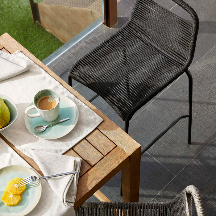 Kave Home - Lambton kruk in zwart touw en staal met zwarte afwerking