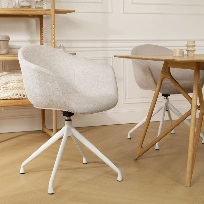 Nolon Nola-Otis Eetkamerstoel Beige - Draaibaar Wit Onderstel